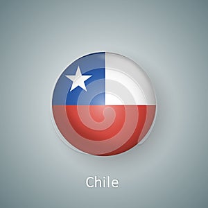 Chile flag icon circle 3d gradient isolated