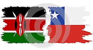 Chile and Kenya grunge flags connection vector