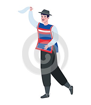 chile man with chamanto cartoon