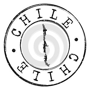 Chile Map Silhouette. Postal Passport Stamp Round Vector Icon Seal Badge Illustration.