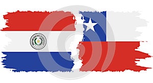 Chile and Paraguay grunge flags connection vector