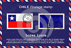 Chile Postage stamp, vintage stamp, air mail envelope.