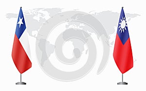 Chile and Taiwan flags for official meeting