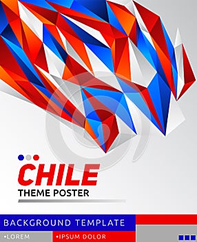 Chile theme modern poster, vector template illustration, chilean flag colors