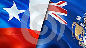 Chile and Tristan da Cunha flags. 3D Waving flag design. Chile Tristan da Cunha flag, picture, wallpaper. Chile vs Tristan da