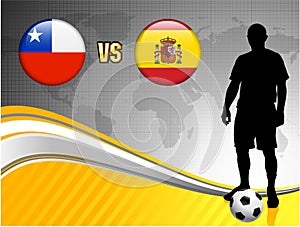 Chile versus Spain on Abstract World Map Background