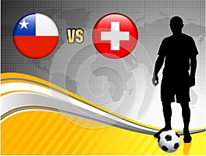 Chile versus Switzerland on Abstract World Map Background