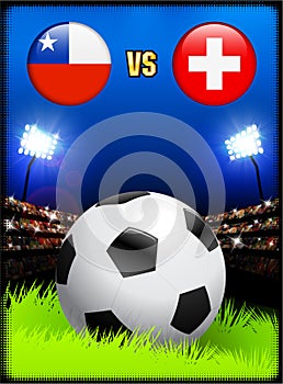 Chile versus Switzerland on Soccer Stadium Event Background