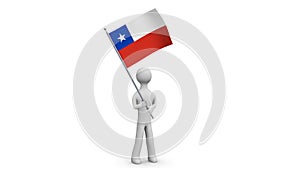 Chile waving flag. 3d Man holding and waving Chilean flag on transparent background. Loop. Alpha channel.