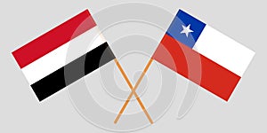 Chile and Yemen. Chilean and Yemeni flags
