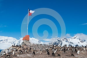 Chilean base Antarctica flag flying
