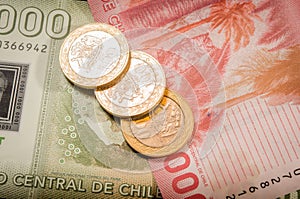 Chilean coins and bills