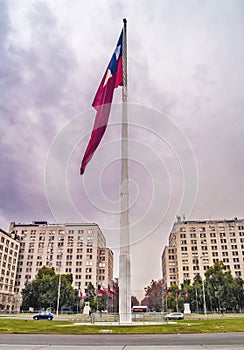 Chilean flag against clouds