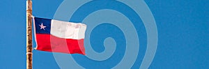 Chilean flag, blue sky panorama background