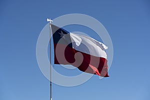 Chilean Flag Flying in a Light Breeze