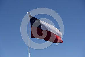 Chilean Flag Flying in a Light Breeze