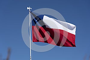 Chilean Flag Flying in a Light Breeze