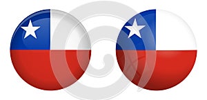 Chilean flag under 3d dome button and on glossy sphere / ball