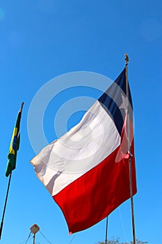 Chilean flag waving in the wind.