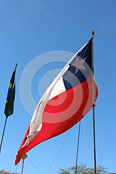Chilean flag waving in the wind.