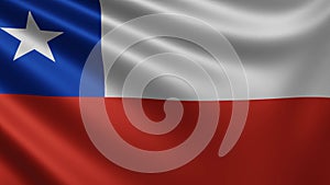 Chilean flag in the wind close-up, the national flag of Chile in 3d, in 4k resolution