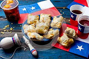 Chilean independence day concept. fiestas patrias. Chilean typical dish and drink on independence day party, 18 photo