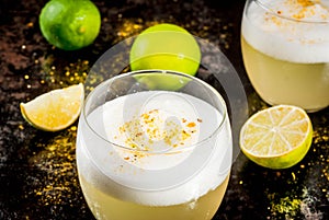 Chilean traditional liqueur pisco sour