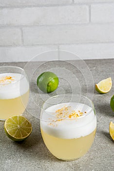 Chilean traditional liqueur pisco sour