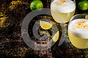 Chilean traditional liqueur pisco sour