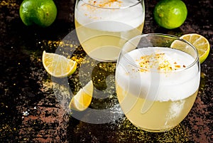 Chilean traditional liqueur pisco sour