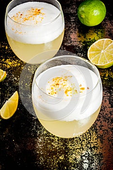 Chilean traditional liqueur pisco sour