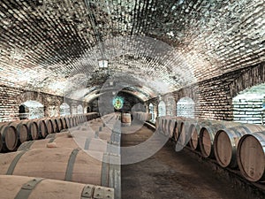 Underground chilena wine distilery view photo