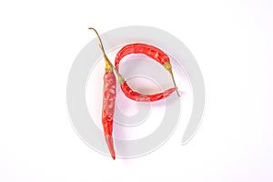 Chili alphabet on white photo