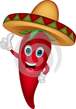 Chili cartoon with sombrero hat