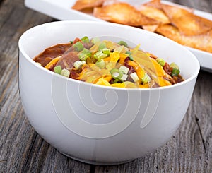 Chili con carne bowl photo