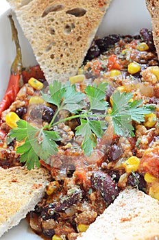 Chili con carne with parsley