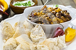 Chili con Carne in white Ceramic Bowl