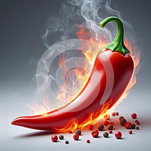Chili hot illustration with fire and smoke