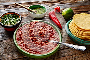 Chili with meat platillo Mexican food