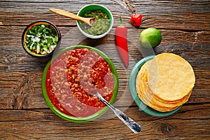 Chili with meat platillo Mexican food photo