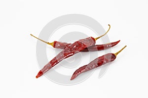 Chili pepper dried on white background, isolated