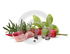 Chili pepper and flavoring herbs