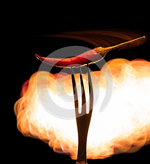 Chili pepper on a fork