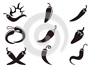 Chili pepper icons set