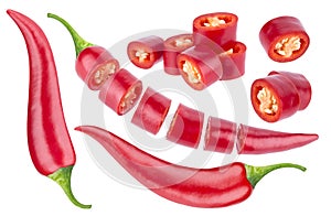 Chili pepper isolated on white background. Collection