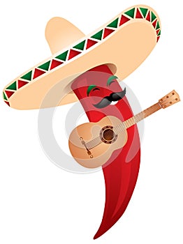 Chili pepper in Mexican sombrero photo