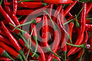 Chili pepper, Red hot chilli peppers pattern texture background. Close up group of ripe red chilli