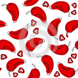 Chili pepper vector seamless pattern.