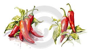 Chili pepper, watercolor painting style illustration