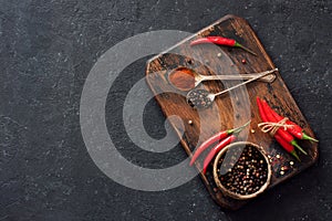 Chili peppers and assorted dry peppers